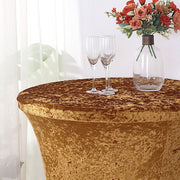 Crushed Velvet Stretch Fitted Round Highboy Cocktail Table Cover