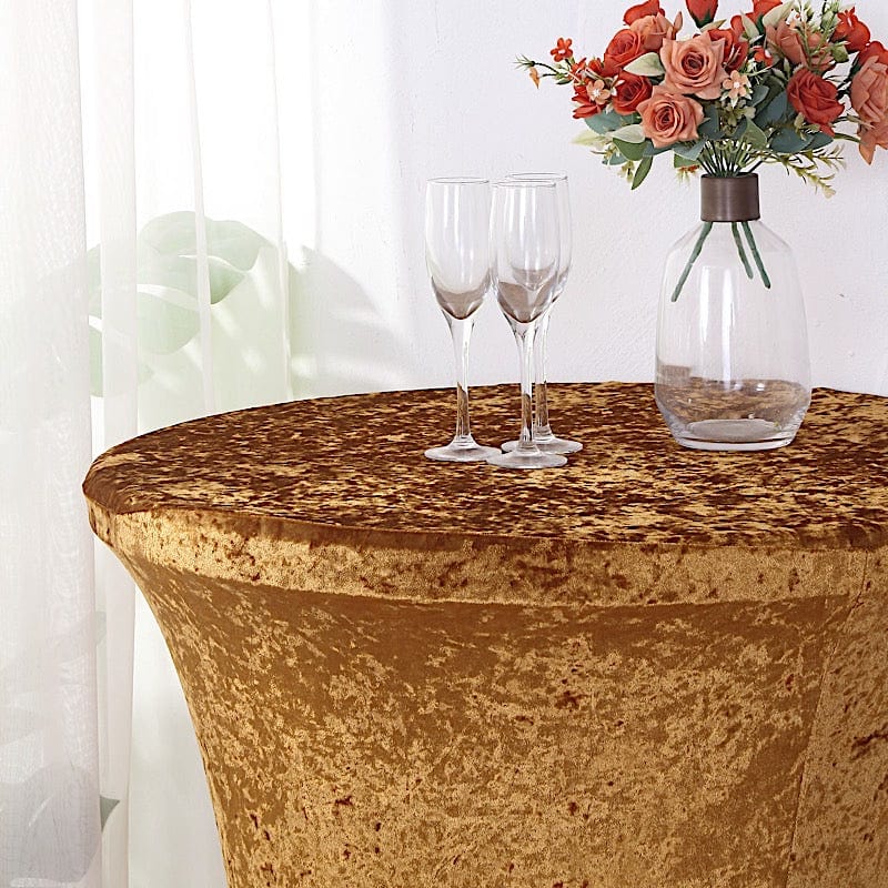 Crushed Velvet Stretch Fitted Round Highboy Cocktail Table Cover