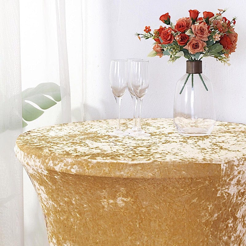 Crushed Velvet Stretch Fitted Round Highboy Cocktail Table Cover
