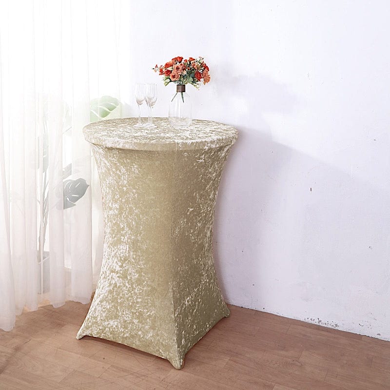 Crushed Velvet Stretch Fitted Round Highboy Cocktail Table Cover