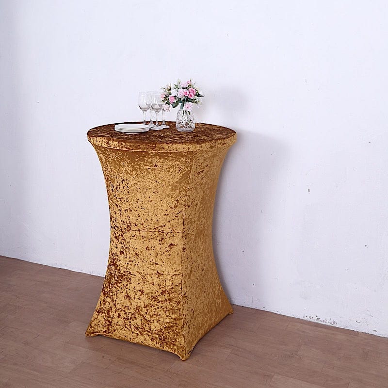 Crushed Velvet Stretch Fitted Round Highboy Cocktail Table Cover