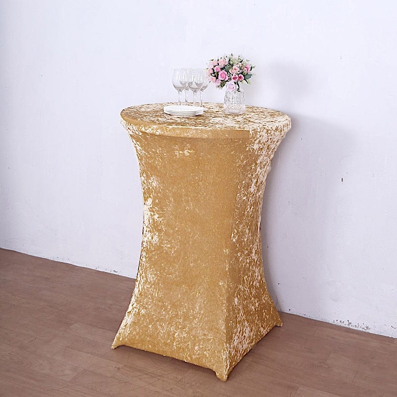 Crushed Velvet Stretch Fitted Round Highboy Cocktail Table Cover