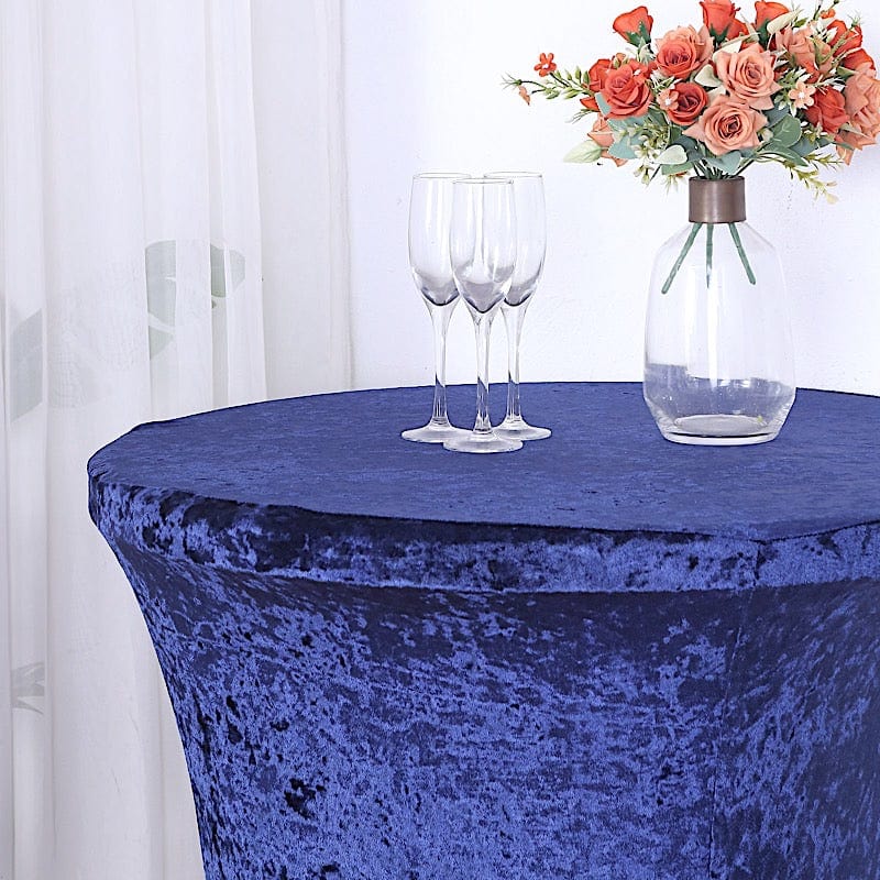 Crushed Velvet Stretch Fitted Round Highboy Cocktail Table Cover