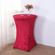 Crushed Velvet Stretch Fitted Round Highboy Cocktail Table Cover