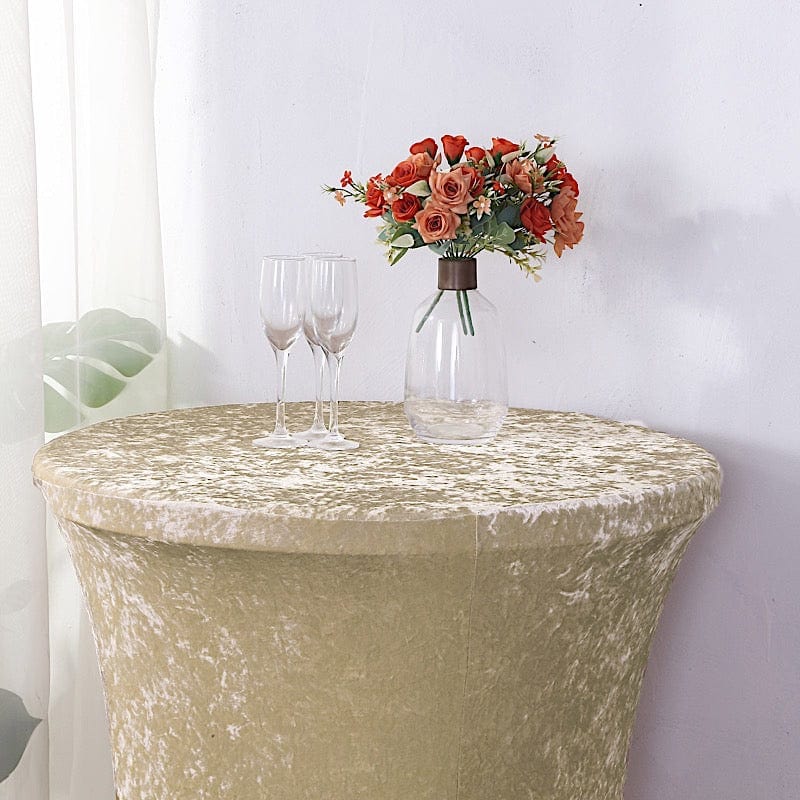 Crushed Velvet Stretch Fitted Round Highboy Cocktail Table Cover