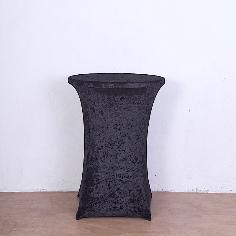 Crushed Velvet Stretch Fitted Round Highboy Cocktail Table Cover