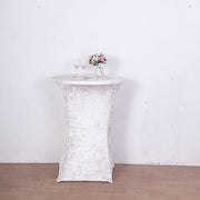 Crushed Velvet Stretch Fitted Round Highboy Cocktail Table Cover
