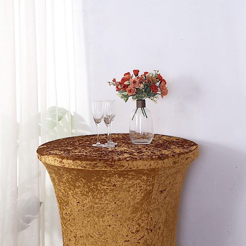 Crushed Velvet Stretch Fitted Round Highboy Cocktail Table Cover