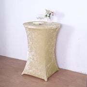 Crushed Velvet Stretch Fitted Round Highboy Cocktail Table Cover