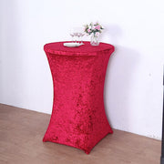 Crushed Velvet Stretch Fitted Round Highboy Cocktail Table Cover