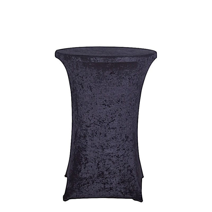 Crushed Velvet Stretch Fitted Round Highboy Cocktail Table Cover TAB_COCK_VEL01_BLK
