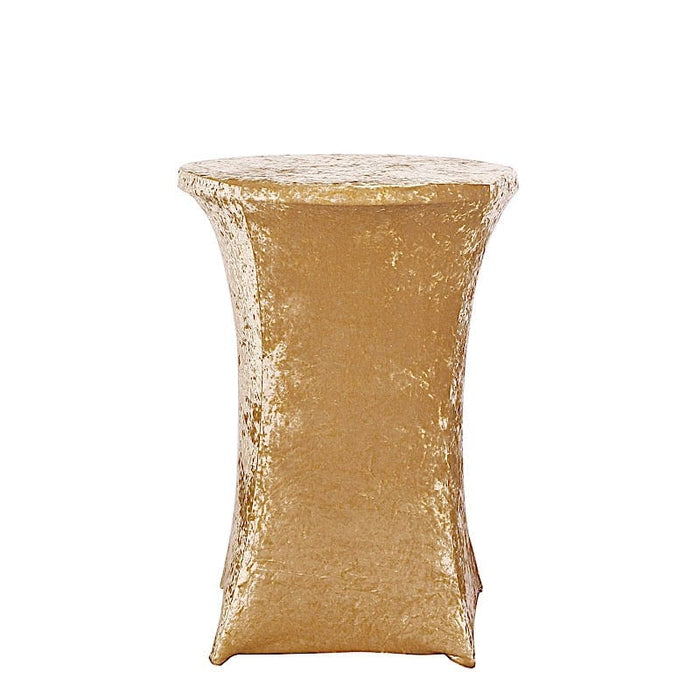 Crushed Velvet Stretch Fitted Round Highboy Cocktail Table Cover TAB_COCK_VEL01_CHMP