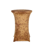 Crushed Velvet Stretch Fitted Round Highboy Cocktail Table Cover TAB_COCK_VEL01_GOLD