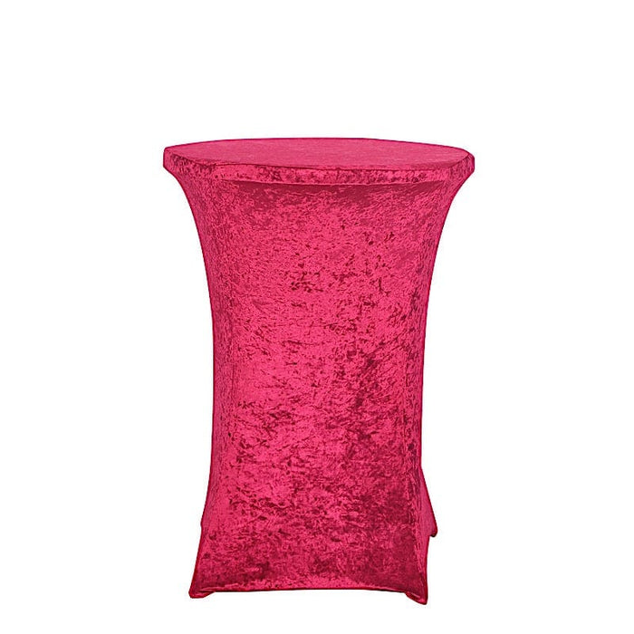 Crushed Velvet Stretch Fitted Round Highboy Cocktail Table Cover TAB_COCK_VEL01_RED