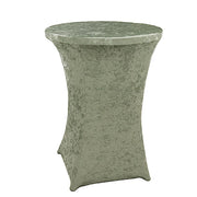 Crushed Velvet Stretch Fitted Round Highboy Cocktail Table Cover TAB_COCK_VEL01_SAGE