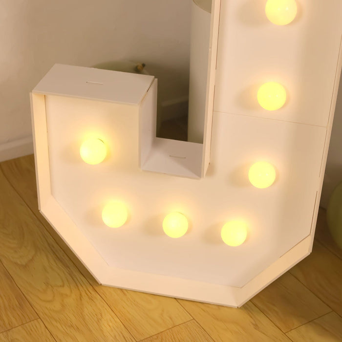 4ft XL LED Marquee Letter Foam Board with 10 Warm White Battery Operated LEDs - White