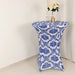 Damask Cocktail Spandex Table Cover - Royal Blue and White TAB_COCK_FLK_ROY