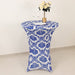 Damask Cocktail Spandex Table Cover - Royal Blue and White TAB_COCK_FLK_ROY
