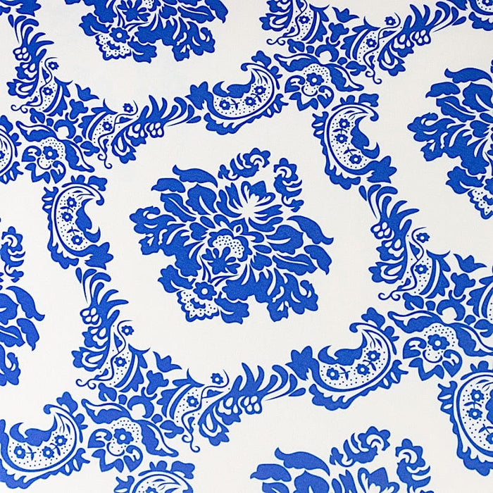 Damask Cocktail Spandex Table Cover - Royal Blue and White TAB_COCK_FLK_ROY