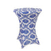 Damask Cocktail Spandex Table Cover - Royal Blue and White TAB_COCK_FLK_ROY