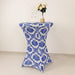 Damask Cocktail Spandex Table Cover - Royal Blue and White TAB_COCK_FLK_ROY
