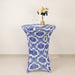 Damask Cocktail Spandex Table Cover - Royal Blue and White TAB_COCK_FLK_ROY