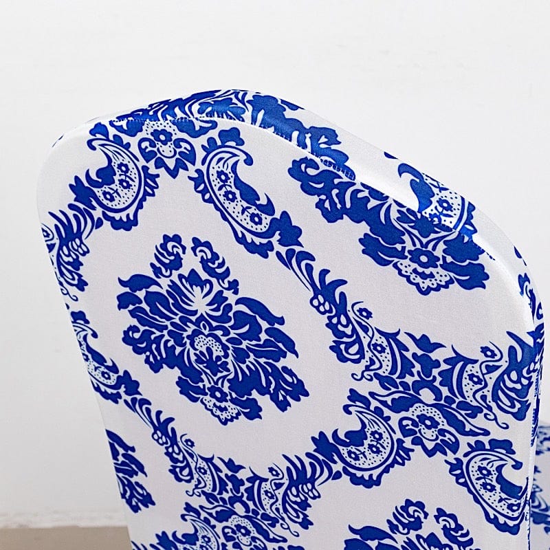 Damask Spandex Banquet Chair Cover - Royal Blue CHAIR_FLK_SPX_ROY