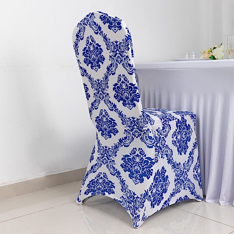Damask Spandex Banquet Chair Cover - Royal Blue CHAIR_FLK_SPX_ROY