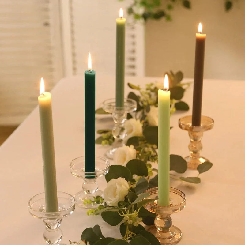 5 Ribbed Design 9" Unscented Premium Wax Taper Candles