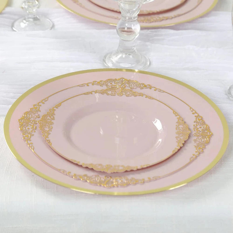 10 Round 12" Heavy Duty Plastic Charger Plates with Metallic Rim