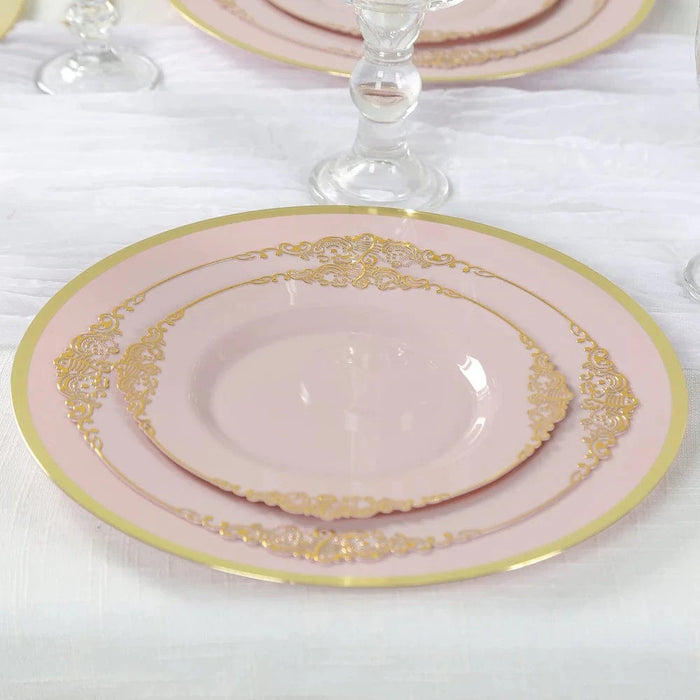 10 Round 12" Heavy Duty Plastic Charger Plates with Metallic Rim