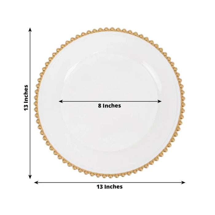 6 pcs 13" Round Beaded Rim Charger Plates