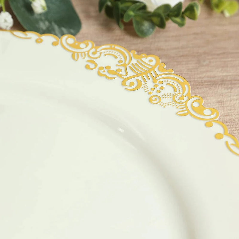 20 Round 13" Plastic Charger Plates with Embossed Baroque Rim