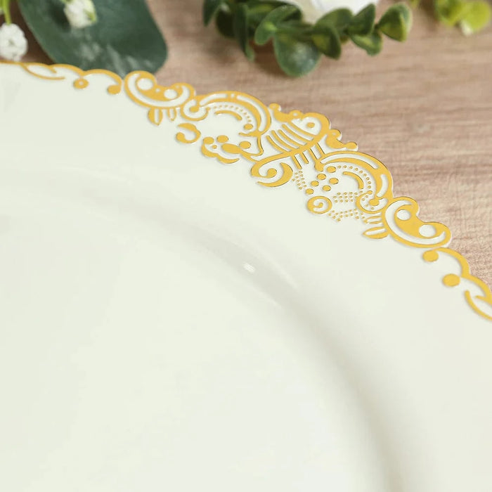 20 Round 13" Plastic Charger Plates with Embossed Baroque Rim