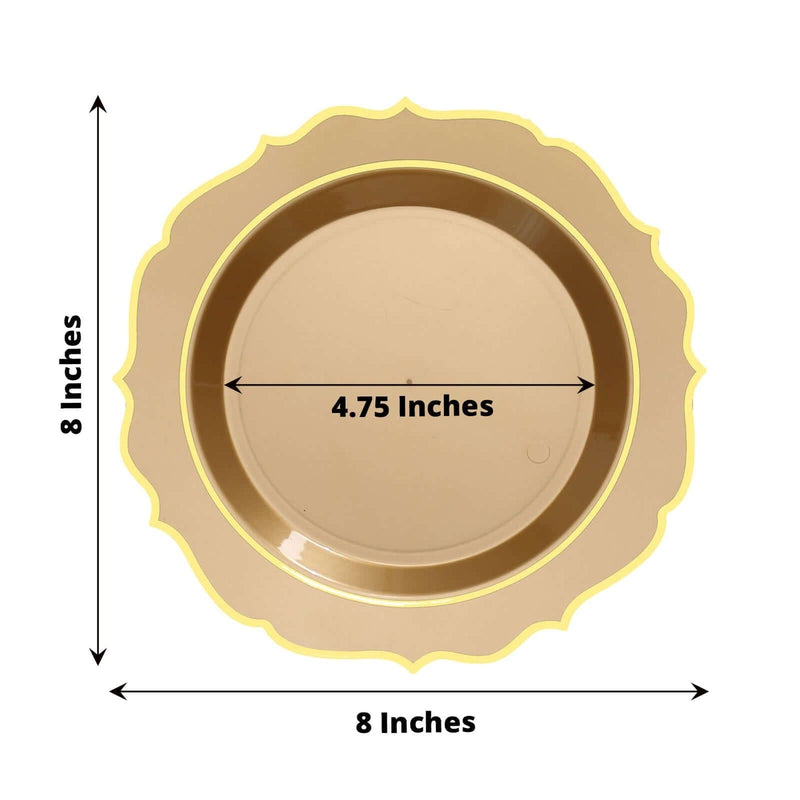 10 pcs 8" White Plastic Dessert Plates With Scalloped Rim - Disposable Tableware