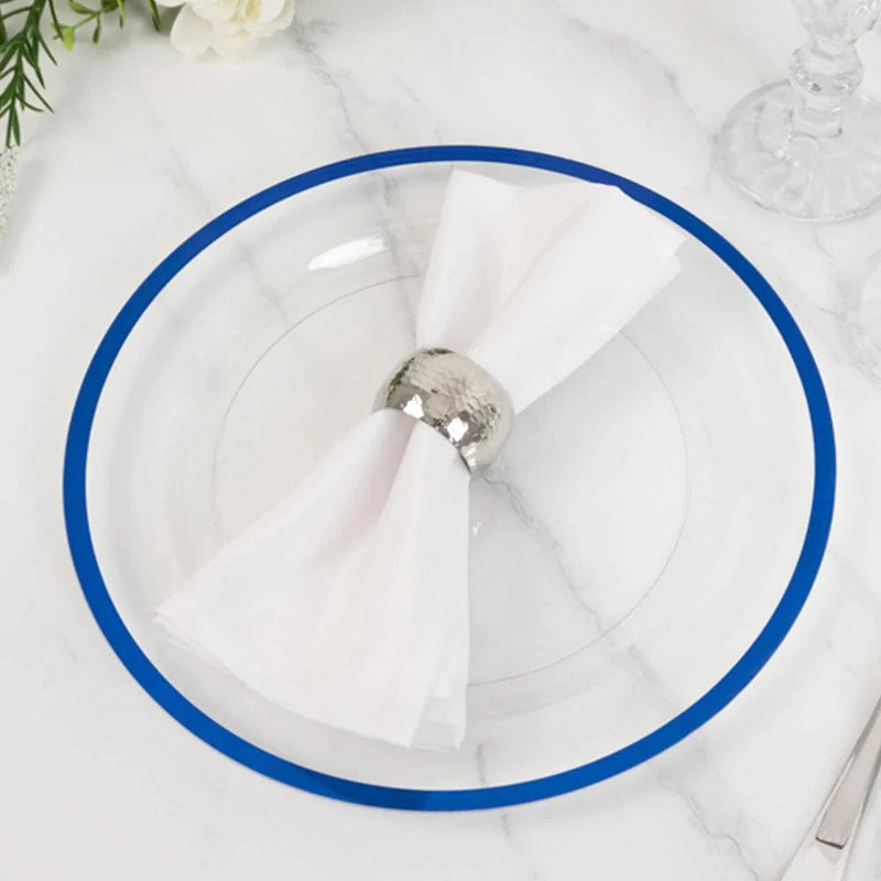 10 Round Plastic Salad Plates with Gold Rim - Disposable Tableware
