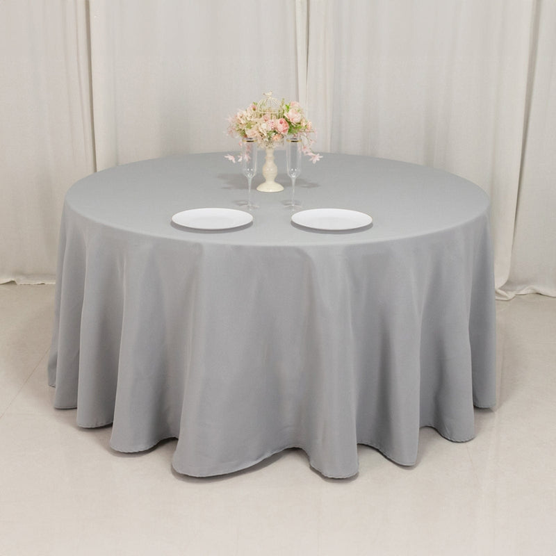 120" Premium Polyester Round Tablecloth Wedding Table Linens