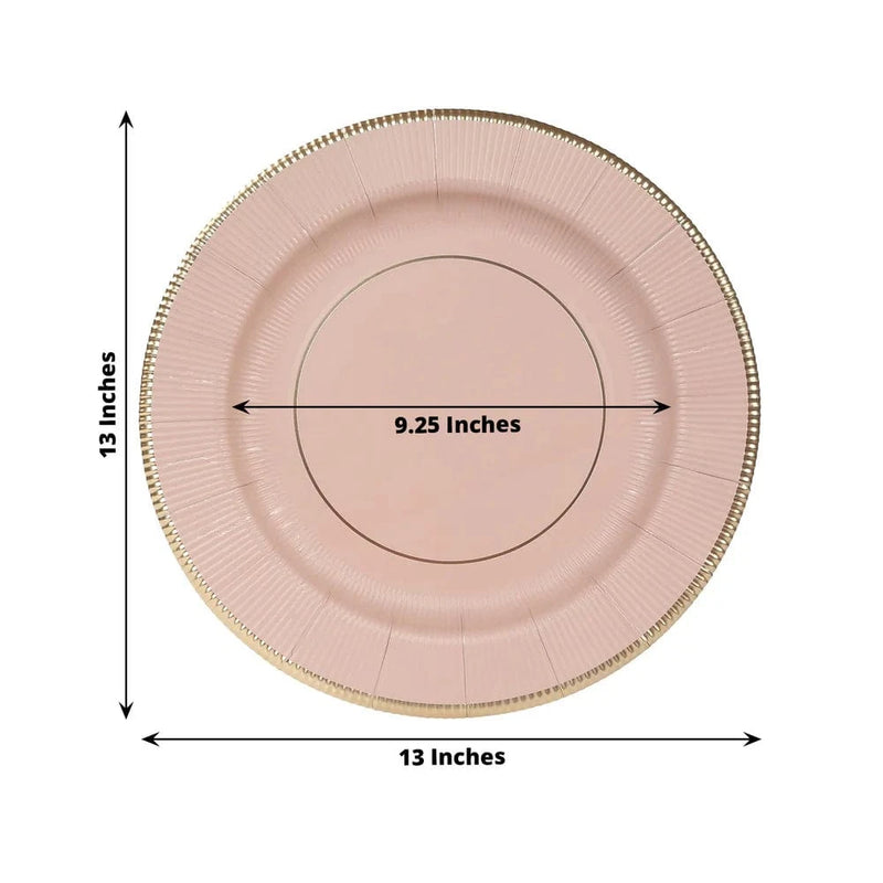 25 Round 13" Disposable Paper Charger Plates with Metallic Rim