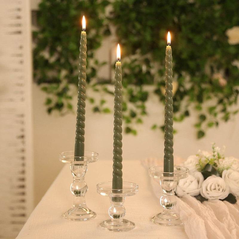 12 Spiral 11" Long Unscented Premium Wax Taper Candles