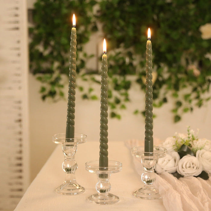 12 Spiral 11" Long Unscented Premium Wax Taper Candles