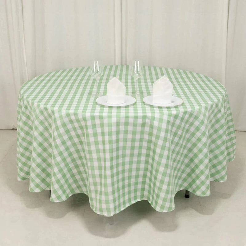 108" Checkered Gingham Polyester Round Tablecloth