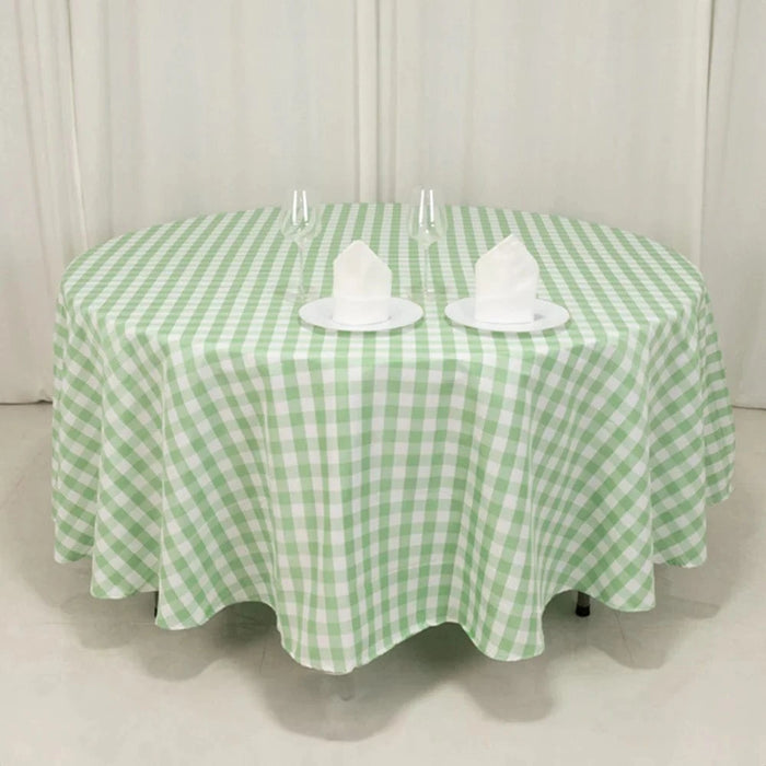 108" Checkered Gingham Polyester Round Tablecloth