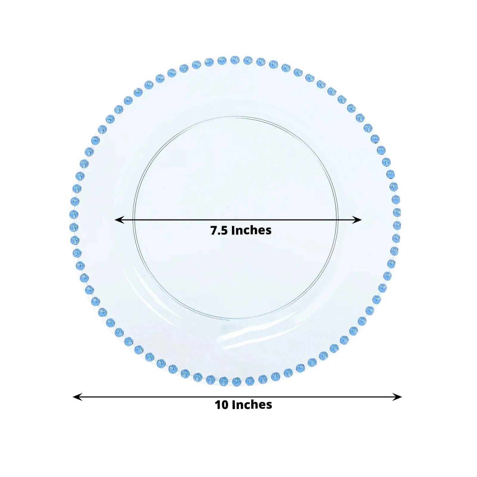 10 Round Plastic Salad Dinner Plates with Beaded Rim - Disposable Tableware