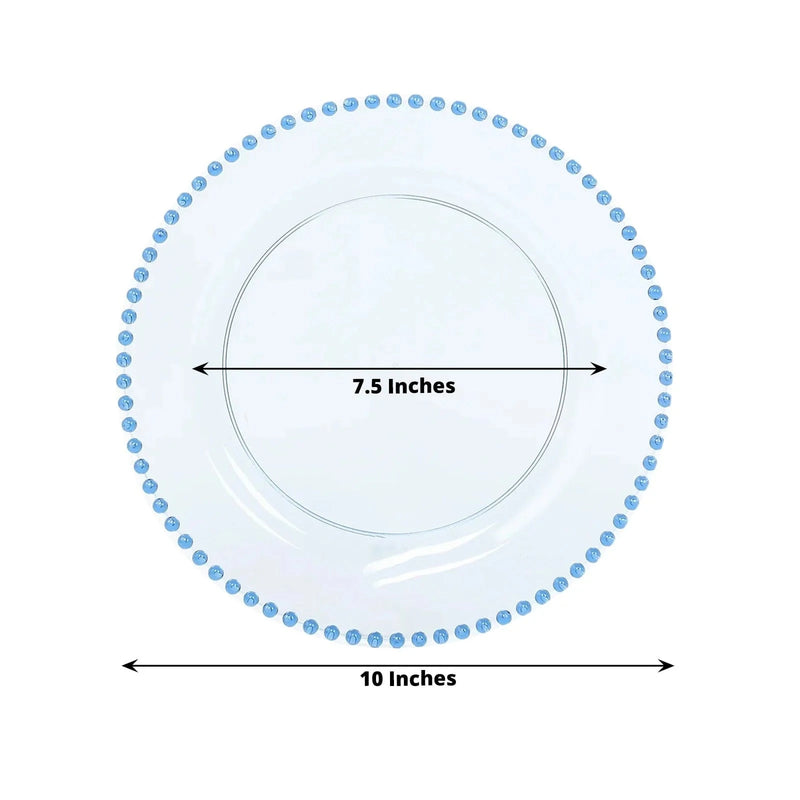 10 Round Plastic Salad Dinner Plates with Beaded Rim - Disposable Tableware