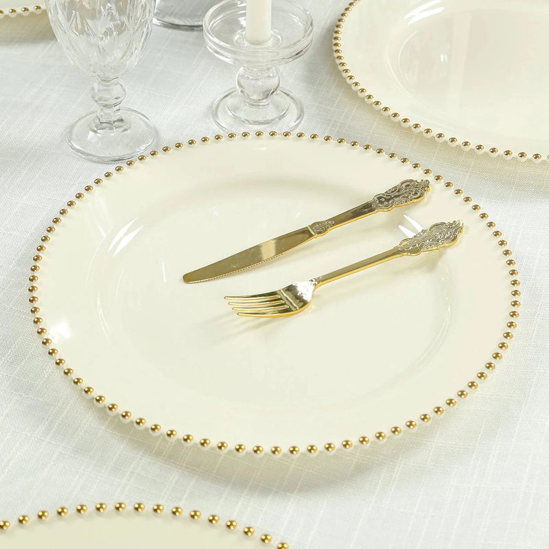 10 Round 13" Plastic Charger Plates with Beaded Rim