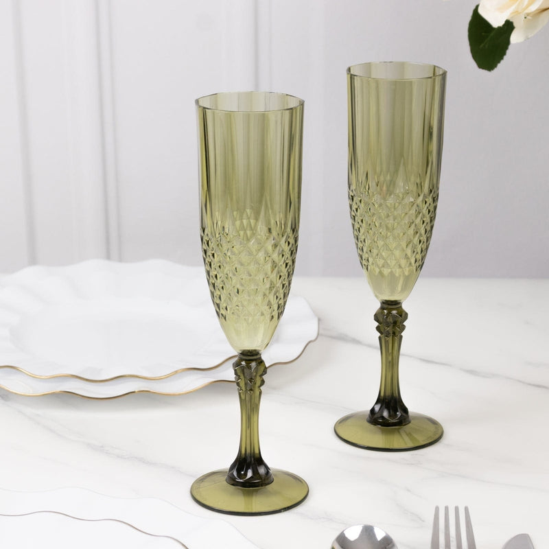 6 pcs 8 oz Crystal Plastic Champagne Flute Glasses - Disposable Tableware