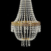 Empire Style Beaded Crystal Chandelier with Gold Ornate Metal Frame - Clear