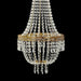 Empire Style Beaded Crystal Chandelier with Gold Ornate Metal Frame - Clear