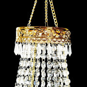 Empire Style Beaded Crystal Chandelier with Gold Ornate Metal Frame - Clear