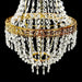 Empire Style Beaded Crystal Chandelier with Gold Ornate Metal Frame - Clear